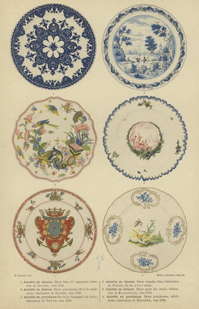 Faience- und Porzellanteller, 17. und 18. Jahrhundert von E. Garnier
